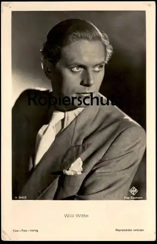 ALTE POSTKARTE WILLI WITTE FILM-SCHAUSPIELER Krawatte Sakko actor acteur Ross Verlag Foto Ufa postcard Ansichtskarte