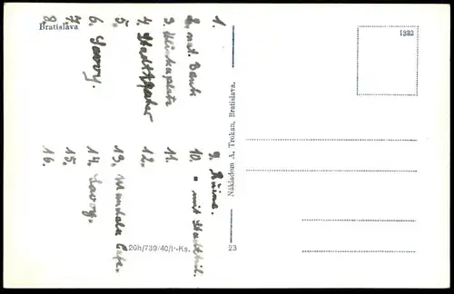 ALTE POSTKARTE BRATISLAVA MIKROSKOP KARTE BANK HLINKA-PLATZ STADTTHEATER SAVOY MANDERLA CAFÉ Ansichtskartecpa postcard