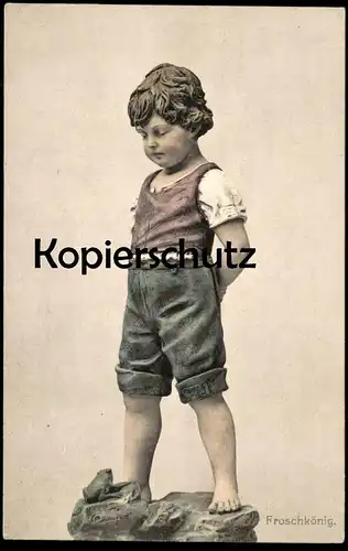 ALTE POSTKARTE FROSCHKÖNIG MODERNE PLASTIK FROSCH KIND JUNGE frog grenouille cpa postcard Ansichtskarte AK