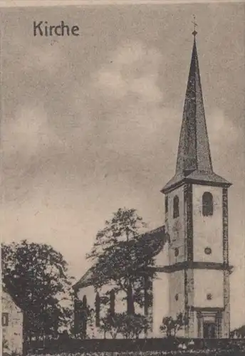 ALTE POSTKARTE DORF BOMBOGEN BERLINGEN SCHULHAUS KIRCHE WIRTSCHAFT METZGEREI & COLONIALWAREN VALENTIN AMBROSIUS WITTLICH