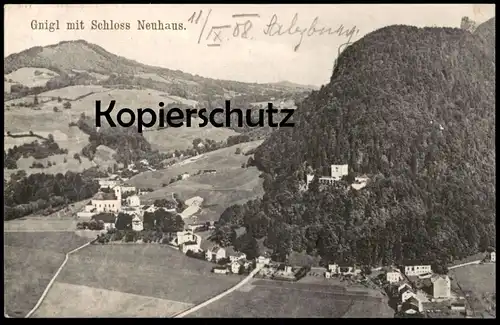 ALTE POSTKARTE GNIGL MIT SCHLOSS NEUHAUS BEI SALZBURG PANORAMA castle chateau Austria Autriche postcard Ansichtskarte