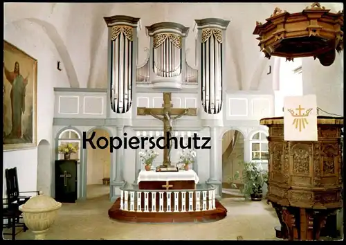 ÄLTERE POSTKARTE KIRCHE SIESEBY ALTARRAUM UND ORGEL KANZEL 1592 organ orgue Schlei Thumby Tumby postcard Ansichtskarte