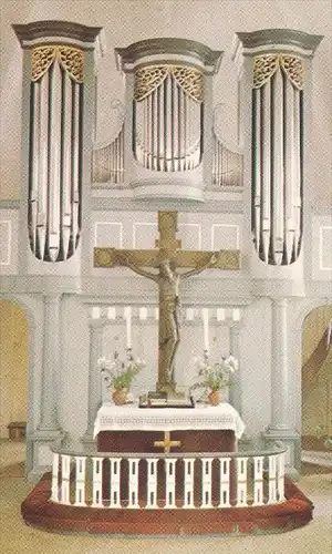 ÄLTERE POSTKARTE KIRCHE SIESEBY ALTARRAUM UND ORGEL KANZEL 1592 organ orgue Schlei Thumby Tumby postcard Ansichtskarte