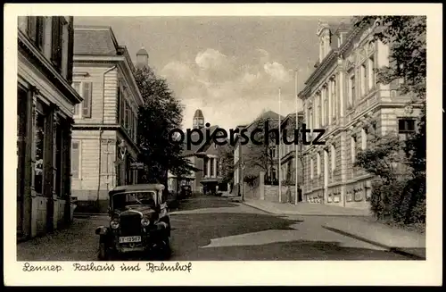 ALTE POSTKARTE LENNEP RATHAUS UND BAHNHOF REMSCHEID EWALD R.. HOTEL station gare Auto voiture car Ansichtskarte postcard