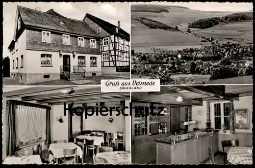 ÄLTERE POSTKARTE VELMEDE GASTHOF & PENSION STEILMANN AUTOMAT SPIELAUTOMAT BESTWIG Sauerland Ansichtskarte cpa postcard