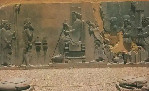 ÄLTERE POSTKARTE SHIRAZ PERSPOLIS IRAN Persepolis Relief Herrscher cpa AK postcard Ansichtskarte