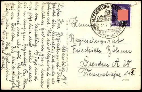 ALTE POSTKARTE MEERSBURG AM BODENSEE STRANDBAD 1943 BAD MÄNNER FRAUEN BADEMODE VAHLE Ansichtskarte AK postcard cpa