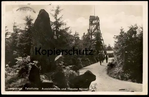 ALTE POSTKARTE TAFELFICHTE AUSSICHTSTURM THEODOR-KÖRNER-STEIN ISERGEBIRGE SUDETEN 1936 Ansichtskarte postcard