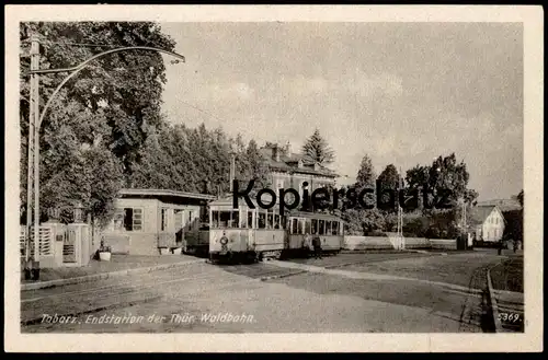 ALTE POSTKARTE TABARZ ENDHALTESTELLE DER THÜRINGER WALDBAHN STRASSENBAHN Haltestelle tram tramway Ansichtskarte postcard