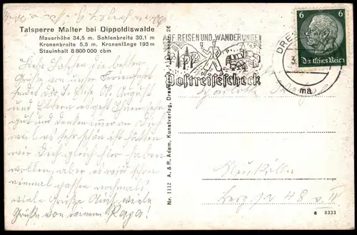 ALTE POSTKARTE TALSPERRE MALTER BEI DIPPOLDISWALDE EISENBAHN STRECKE LINIE PANORAMA Ansichtskarte AK postcard cpa