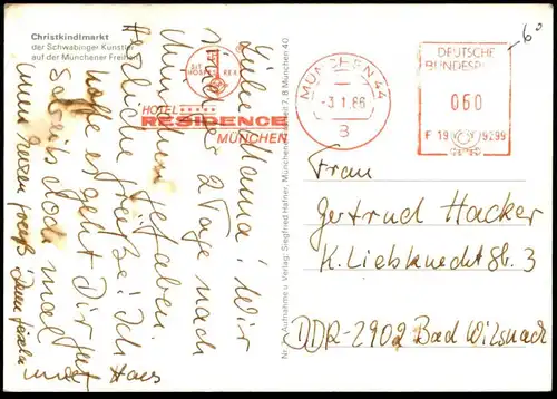 ÄLTERE POSTKARTE MÜNCHEN CHRISTKINDLMARKT DER SCHWABINGER KÜNSTLER AUF DER MÜNCHENER FREIHEIT SCHWABING Ansichtskarte