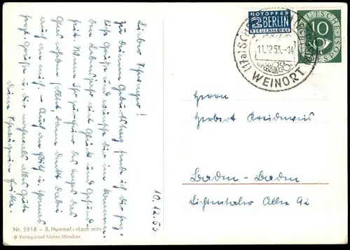 ALTE POSTKARTE KINDER JUNGE MÄDCHEN HUND HUMMEL Nr. 5918 LACH MIT KIND children child enfants enfant cpa AK postcard