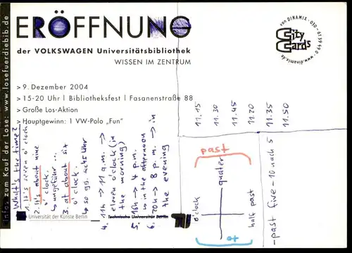 ÄLTERE POSTKARTE BERLIN ERÖFFNUNG DER VOLKSWAGEN UNIVERSITÄTSBIBLIOTHEK BIBLIOTHEK Library Bibliotheque Ansichtskarte AK
