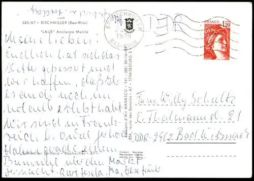 ÄLTERE POSTKARTE BISCHWILLER BAS-RHIN LAUB ANCIENNE MAIRIE CITROEN 2CV ENTE cpa AK Ansichtskarte postcard