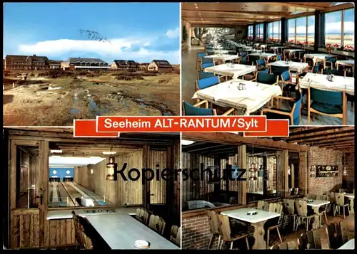 ÄLTERE POSTKARTE SYLT SEEHEIM ALT-RANTUM BUNDESBAHN SOZIALWERK KEGELBAHN kegeln jeu de quilles quille ninepins bowling