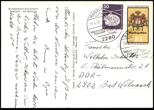 ÄLTERE POSTKARTE SYLT SEEHEIM ALT-RANTUM BUNDESBAHN SOZIALWERK KEGELBAHN kegeln jeu de quilles quille ninepins bowling