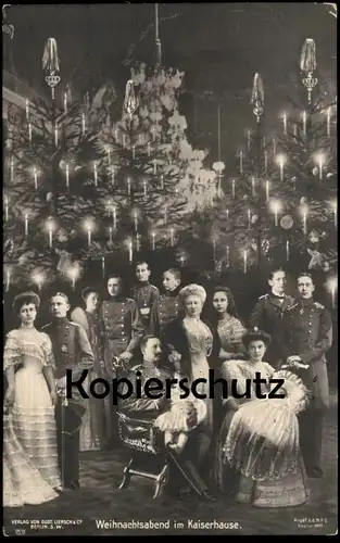ALTE POSTKARTE WEIHNACHTSABEND IM KAISERHAUSE KAISER WILHELM KAISERPAAR KAISERLICHE FAMILIE Prinz emperors family