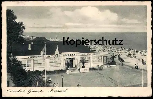 ALTE POSTKARTE OSTSEEBAD GRÖMITZ KÜNSTLERKLAUSE KURSAAL CAFÉ KONDITOREI Strand beach plage Ansichtskarte AK cpa postcard