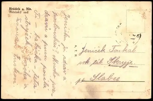 ALTE POSTKARTE HRÁDEK NAD NISOU MESTSKY SAD Tschechische Republik ceska republika Ansichtskarte postcard AK cpa