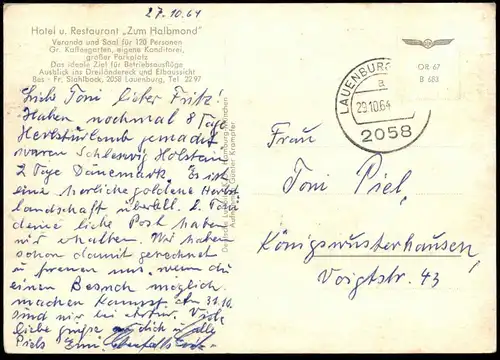 ÄLTERE POSTKARTE LAUENBURG HOTEL UND RESTAURANT ZUM HALBMOND FR. STAHLBOCK Ansichtskarte AK postcard cpa