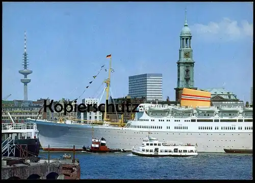 ÄLTERE POSTKARTE MS OSLOFJORD HAMBURG HAFEN FÄHRE SCHIFF Schlepper ferry ship port bateau postcard cpa AK Ansichtskarte