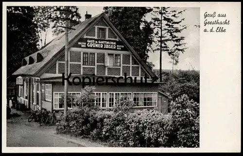 ALTE POSTKARTE GEESTHACHT AN DER ELBE GAST- UND GARTENLOKAL GRÜNER JÄGER HOLSTEN BIER Ansichtskarte AK cpa postcard