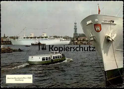 ÄLTERE POSTKARTE HAMBURG HAMBURGER HAFEN MARINE BUNDESTREFFEN 1960 SCHIFF GRIPSHOLM harbour port Fähre Dampfer ship