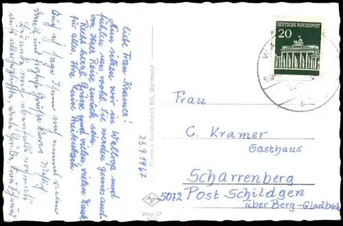 ÄLTERE POSTKARTE GRUSS AUS WALTROP HIRSCHKAMPSCHULE GESUNDHEITSAMT PFARRKIRCHE WINKEL SCHIFFSHEBEWERK cpa AK postcard