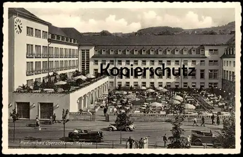 ALTE POSTKARTE OBERSCHLEMA RADIUMBAD KURHAUS AUTO OLDTIMER AUE BAD SCHLEMA alte Autos old cars Ansichtskarte postcard AK