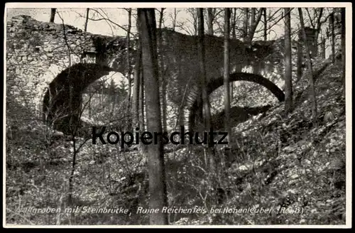 ALTE POSTKARTE HOHENLEUBEN RUINE REICHENFELS REUSS WALLGRABEN MIT STEINBRÜCKE Burg castle Ansichtskarte AK cpa postcard