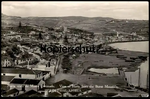 ALTE POSTKARTE HORTA VISTA DO MONTE QUEIMANDO BURNT MOUNTAIN Ebbe ebb Azoren Acores Acoren Portugal Portuguesa postcard