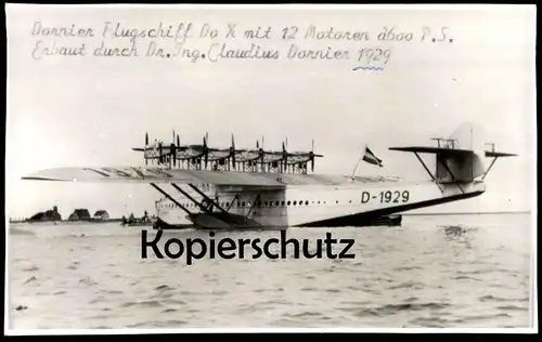 ÄLTERES REPRO FOTO DORNIER DO X FLUGSCHIFF Hydravion Dornierflugzeug D-1929 Flugzeug Airplane Aircraft photo
