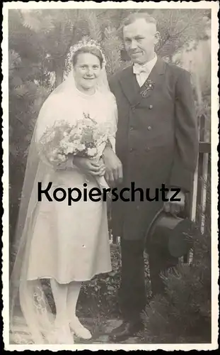 ALTE FOTO POSTKARTE HOCHZEIT EHEPAAR FRIEDA UND MAX Heirat Paar Ehe Frau Mann Zylinder marriage cpa photo postcard