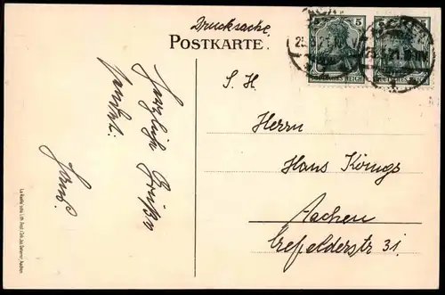 ALTE LITHO POSTKARTE DIE OBERSECUNDA I REALIS AACHEN 1921 URBS AQUENSIS URBS REGALIS HANS KÖNIGS Aken Studentika AK