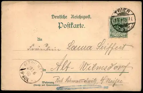 ALTE VORLÄUFER POSTKARTE TRIER 1892 ERINNERUNG AN DIE AUSSTELLUNG HEILIGER ROCK LEO XIII. KORUM postcard Ansichtskarte