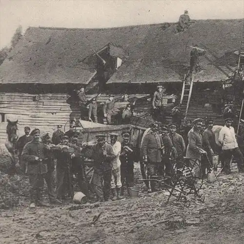 ALTE POSTKARTE FEUERALARM POSTKRAFTWAGEN-PARK 7 FERME DE L'ESPÉRENCE pompiers fire brigade Feuerwehr Feldpost cpa AK