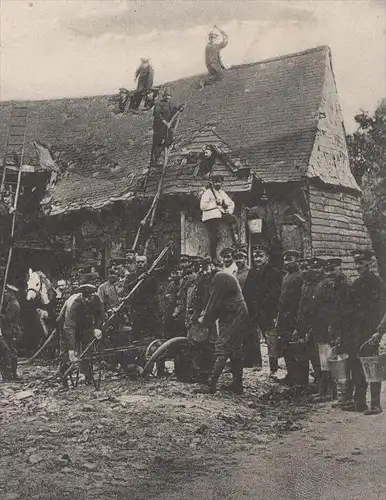 ALTE POSTKARTE FEUERALARM POSTKRAFTWAGEN-PARK 7 FERME DE L'ESPÉRENCE pompiers fire brigade Feuerwehr Feldpost cpa AK