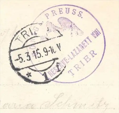 ALTE POSTKARTE TRIER TAUSEND GRÜSSE POSTANWEISUNG BRIEFTRÄGER 1906 postman facteur Stempel Reservelazarett Trier cpa AK