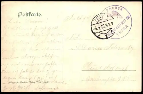 ALTE POSTKARTE TRIER TAUSEND GRÜSSE POSTANWEISUNG BRIEFTRÄGER 1906 postman facteur Stempel Reservelazarett Trier cpa AK