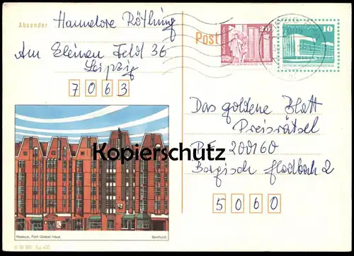 ÄLTERE POSTKARTE ROSTOCK FÜNF-GIEBEL-HAUS GANZSACHE DDR Bedarfskarte Letter-card stamped paper AK Ansichtskarte postcard