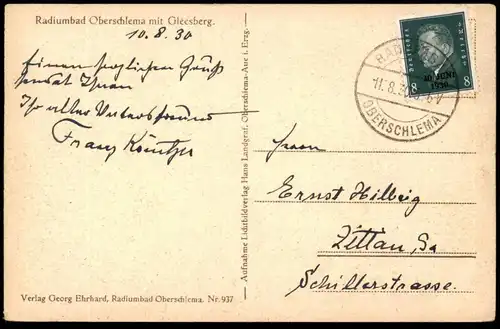 ALTE POSTKARTE OBERSCHLEMA RADIUMBAD PANORAMA BAD SCHLEMA BAHNSTRECKE railway line Eisenbahn Ansichtskarte postcard cpa