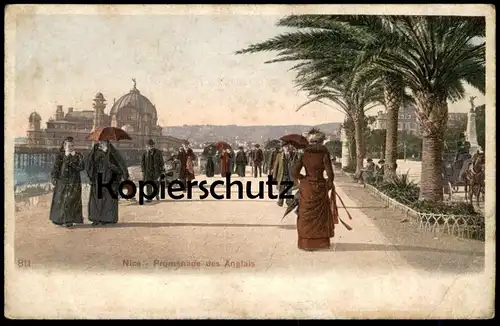 ALTE POSTKARTE NIZZA NICE PROMENADE DES ANGLAIS Frauen femme women Hut Schirm parapluie postcard Ansichtskarte