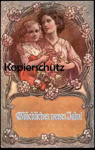 ALTE POSTKARTE GLÜCKLICHES NEUES JAHR! MUTTER KIND ETLINGERSCHER VERLAG WILHELM OTT WÜRZBURG NEUJAHR AK Ansichtskarte
