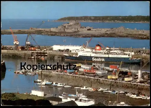 ÄLTERE POSTKARTE ST. HELIER HARBOUR JERSEY C. I. SEALINK FERRY Hafen port Fähre Schiff harbour Dampfer ship postcard AK