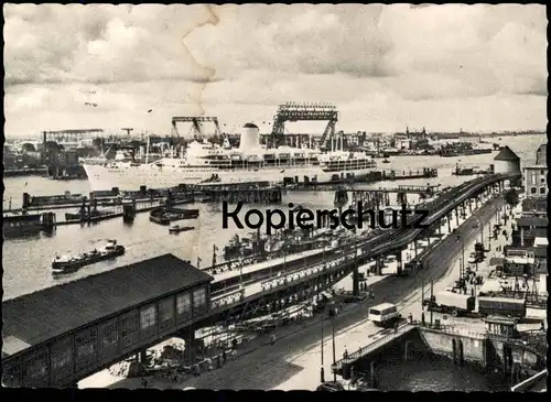 ÄLTERE POSTKARTE HAMBURG HAMBURGER HAFEN VORSETZEN UND ÜBERSEEBRÜCKE HOTEL ZUM KRONPRINZ Schiff harbour Dampfer ship