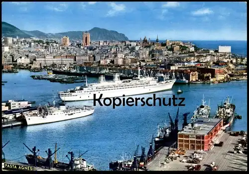 ÄLTERE POSTKARTE GENOVA IL PORTO CON LA T/N MICHELANGELO Fähre Hafen ferry Schiff Motorschiff ship bateau postcard cpa