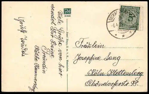 ÄLTERE POSTKARTE NECKARSTEINACH MIT BURG SCHWALBENNEST IM VORDERGRUND PANORAMA NECKAR Ansichtskarte AK cpa postcard