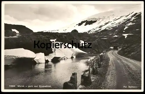 ALTE POSTKARTE MEROK PARTI VED DJUPVATTNET STRASSE PASS NORGE Norwegen norway Norvege street postcard cpa Ansichtskarte