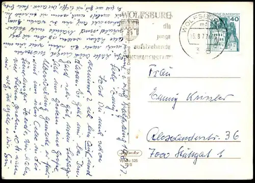 ÄLTERE POSTKARTE VOLKSWAGENSTADT WOLFSBURG VOLKSWAGEN WERK PORSCHESTRASSE BAHNHOFSPASSAGE STADTHALLE SCHLOSS