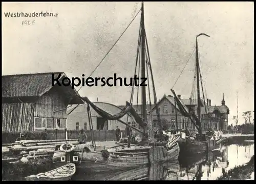 ÄLTERE REPRO POSTKARTE WESTRHAUDERFEHN SCHIFFE IM RAJEN UM 1906 SCHIFF RHAUDERFEHN SEGELSCHIFF Ansichtskarte AK postcard